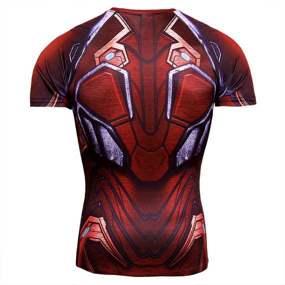 iron man workout shirt short sleeve compression running shirt for mens