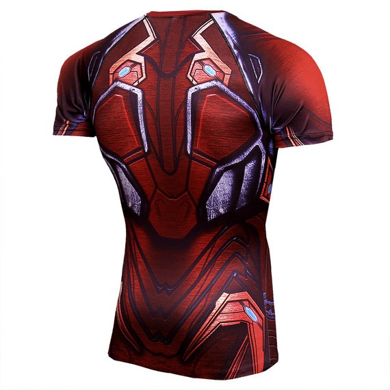 iron man t shirt mens short sleeve comrpession shirt for running