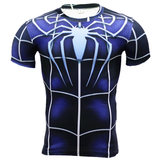spiderman t shirt mens short sleeve compression running shirt