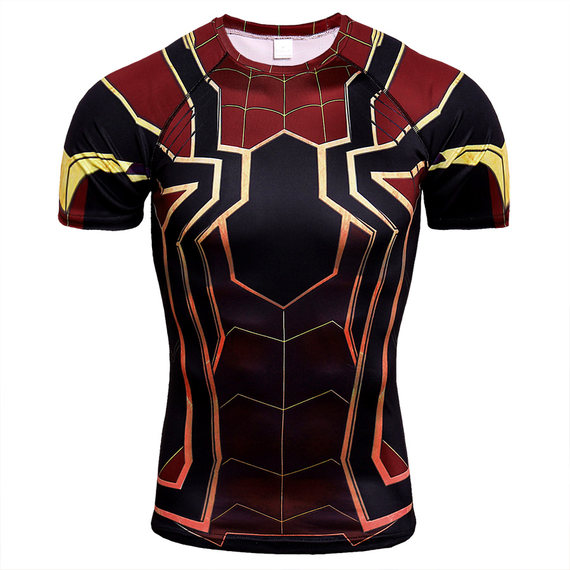 marvel spider man compression shirt short sleeve superhero t shirt red