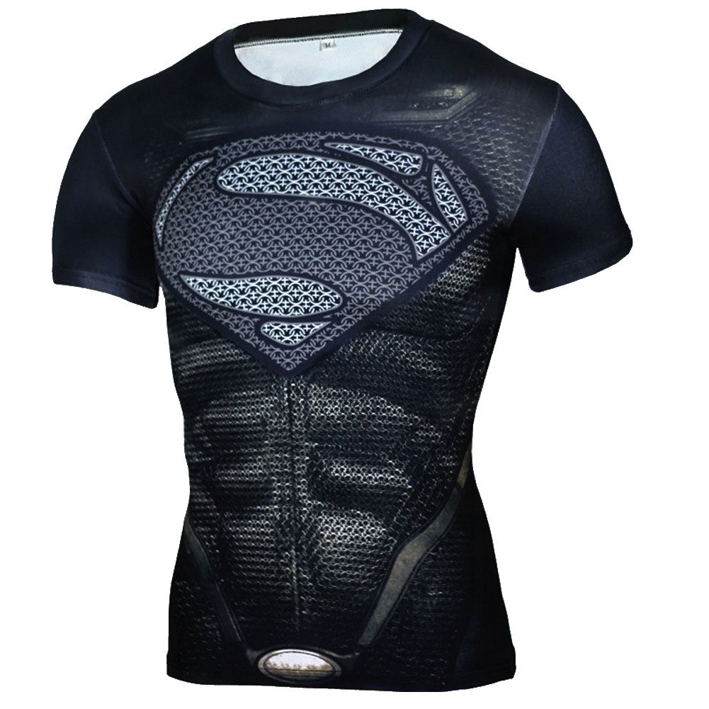 Superhero Compression Shirt Men Quick Dry Long Sleeve Sweatshirt  Bodybuilding Sport Running TShirt Gym Workout Fitness Shirts Size: M,  Color: Clark 2