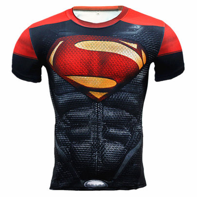 Black And Red Superman Compression Shirt Short Sleeve