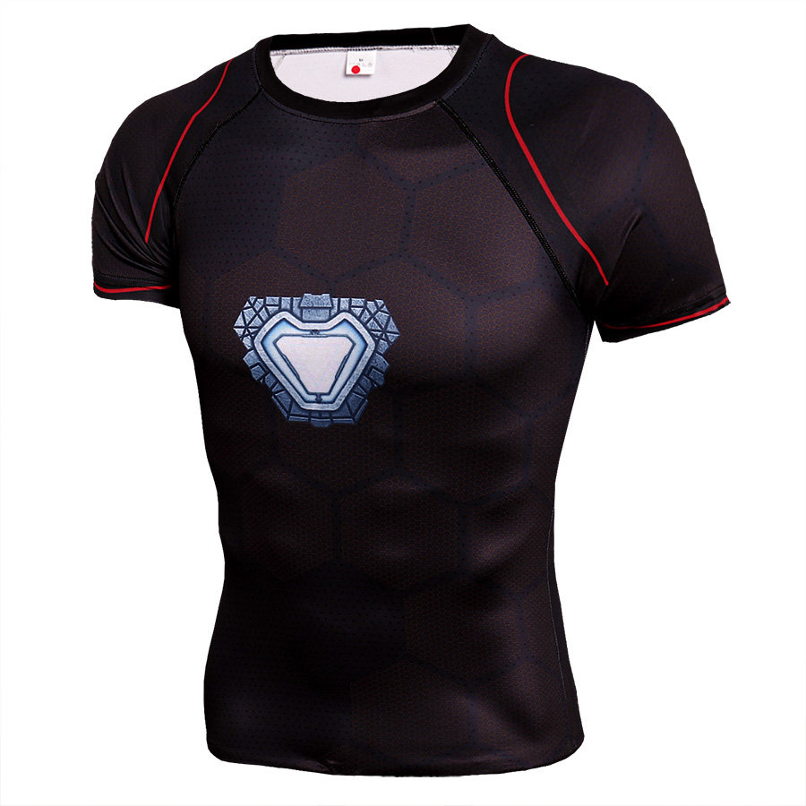 Marvel ironman workouts shirt short sleeve compression shirt for mens