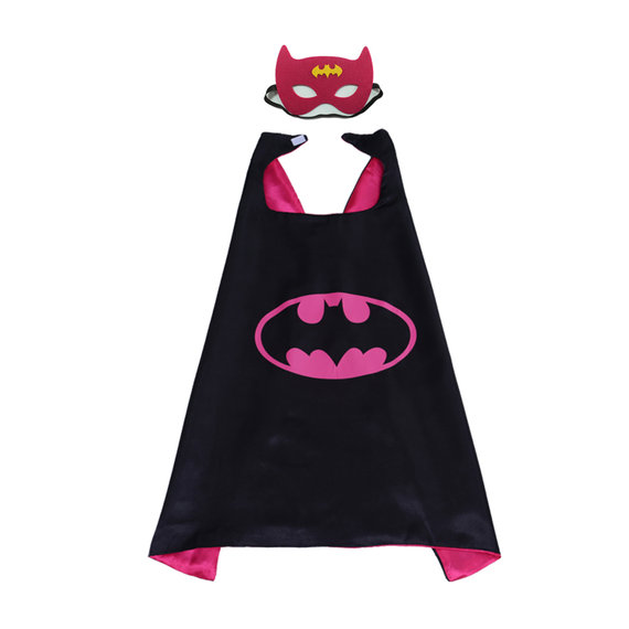 kids party favor batman cape and mask set for halloween costume,cosplay,Masquerade - doble layer,Rose