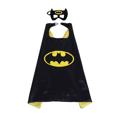 batman superhero cape and mask for kids party favor,halloween costume,cosplay - double layer,yellow