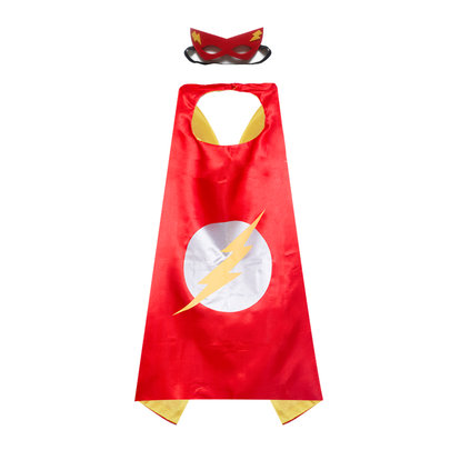 flash costume for kids superhero cape and mask,double layer,red