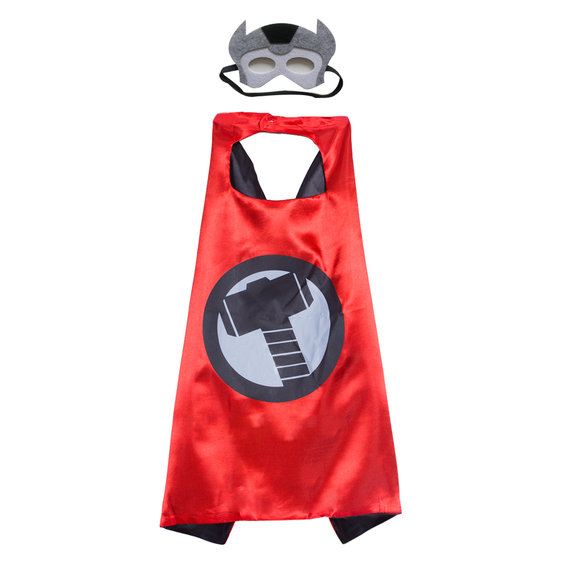 thor costume cosplay for children superhero cape and mask set,double layer,Red