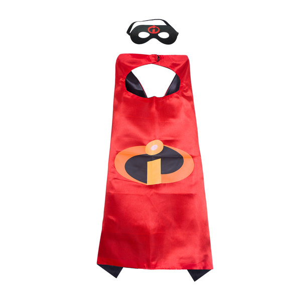 Inside Out Superhero cape and mask for kids cosplay costume,double layer,Red