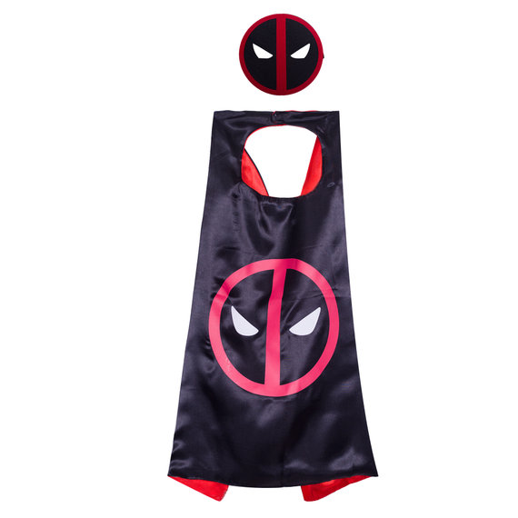 Children's Superhero Capes Mask Set,DeadPool Party Decoration Cosplay Costumes,double layer,black