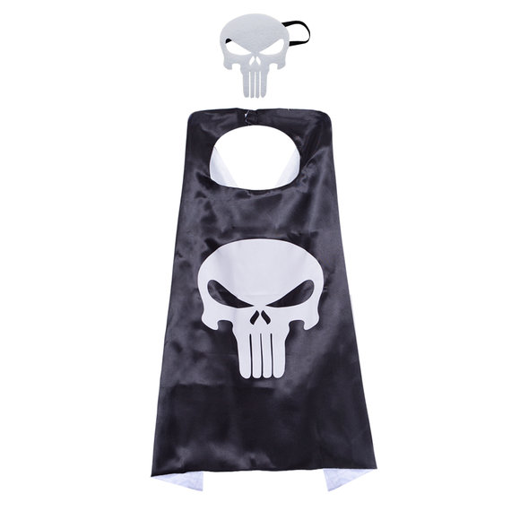 frank castle punisher costume for kids superhero cape and mask set,double layer,black