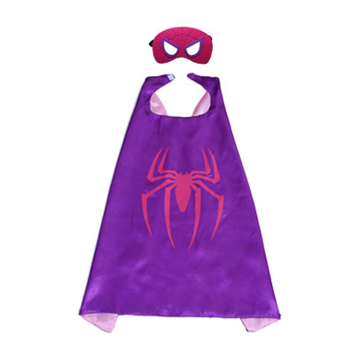 spider man superhero cape with felt mask for girl,double layer,purple