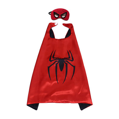Red spiderman superhero cape and felt mask set for children,double layer