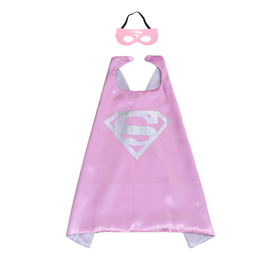 Superman cape and felt mask set for little girls,Pink