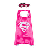kids superman cape and felt mask set,double layer,Rose & Silver