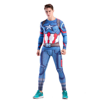 superhero captain america compression shirt and pant suit for mens