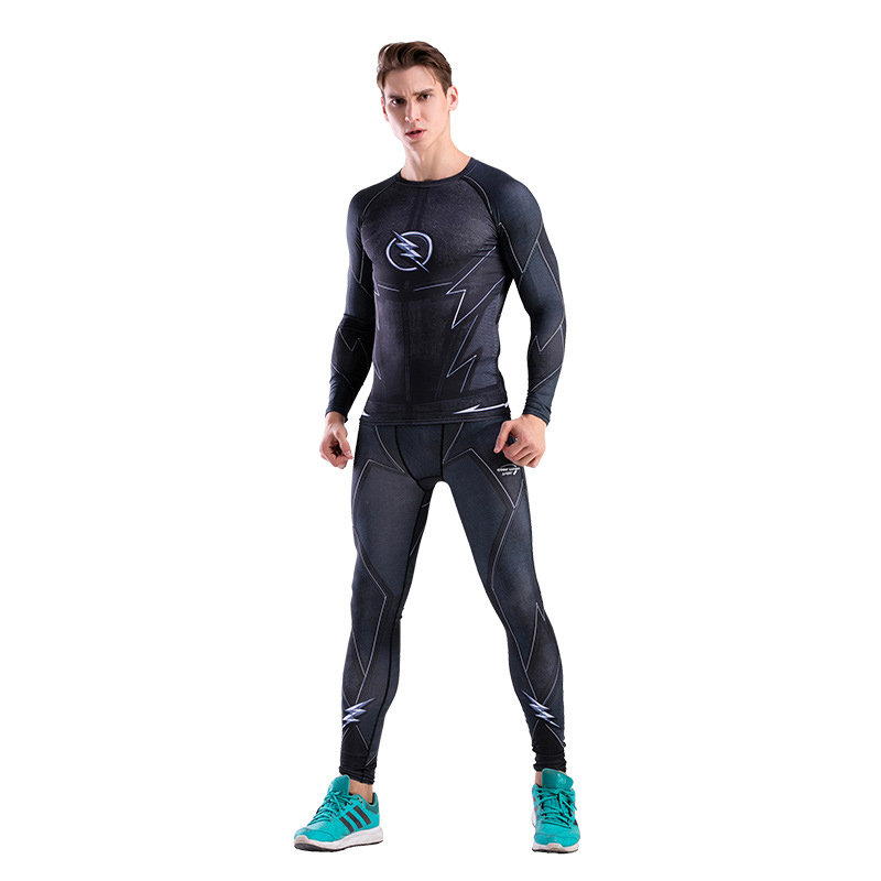 Dri-fit Black Flash Compression Shirt Pant Suit For Workouts