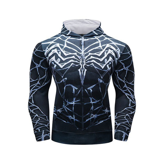 long sleeve spiderman hoodie mens pull over hooded t shirt blue