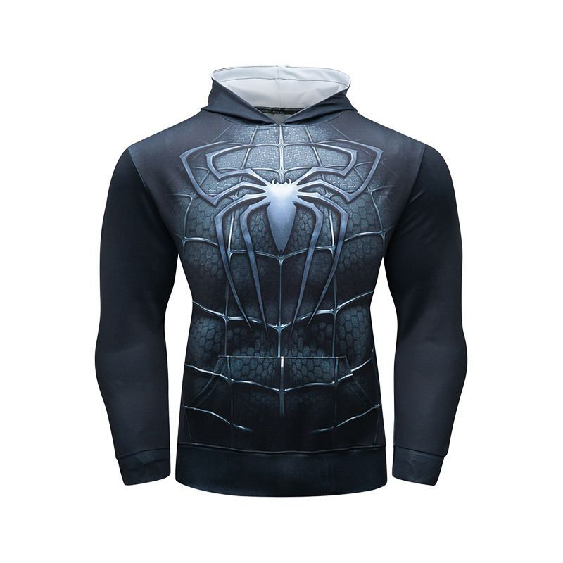 Black Spider Man Hooded T Shirt Casual Graphic Pullover Hoodie - PKAWAY