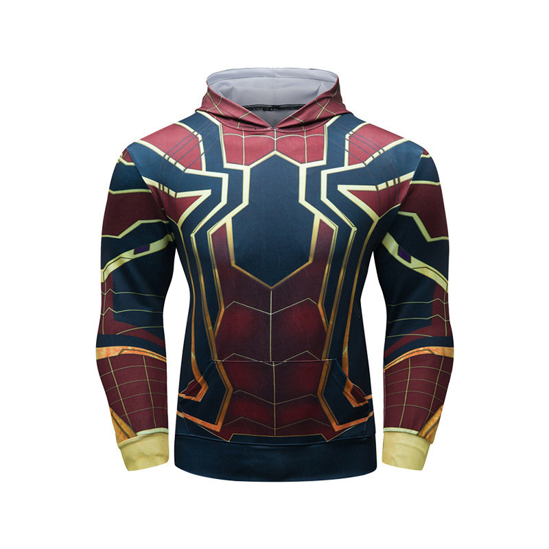 cool spiderman hoodie men pullover hooded t shirt long sleeve Red