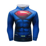 superman pullover hoodie long sleeve hooded t shirt blue