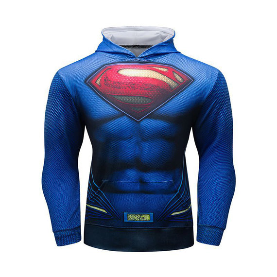 superman pullover hoodie long sleeve hooded t shirt blue