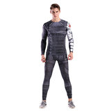 superhero winter soldier long sleeve compression shirt and tight yoga pants for mens