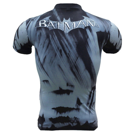 short sleeve bat man halloween costume cool superhero compression shirt