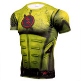 superhero flash t shirt short sleeve compression gym shirt