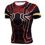 short sleeve avengers infinity war spider man compression workouts shirt
