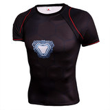 vintage iron man t shirt short sleeve marvel superhero compression top