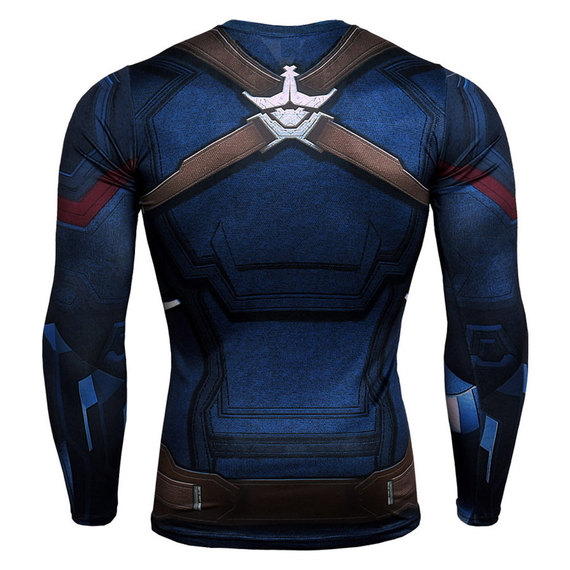 female captain america outfit long sleeve print tee
