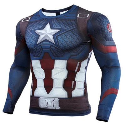 Marvel Avengers Endgame Captain America cosplay shirt long sleeve superhero tee