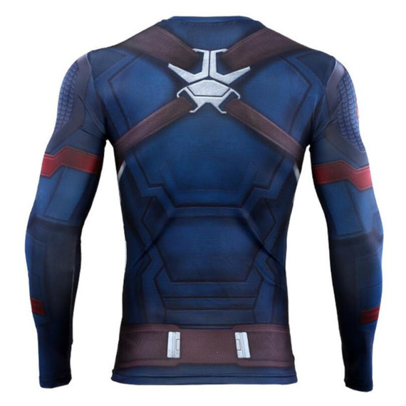 Marvel Avengers Endgame Captain America gym shirt long sleeve superhero tee