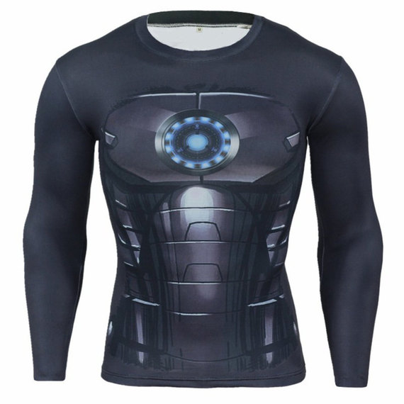 iron man t shirt mens long sleeve compression workouts t top