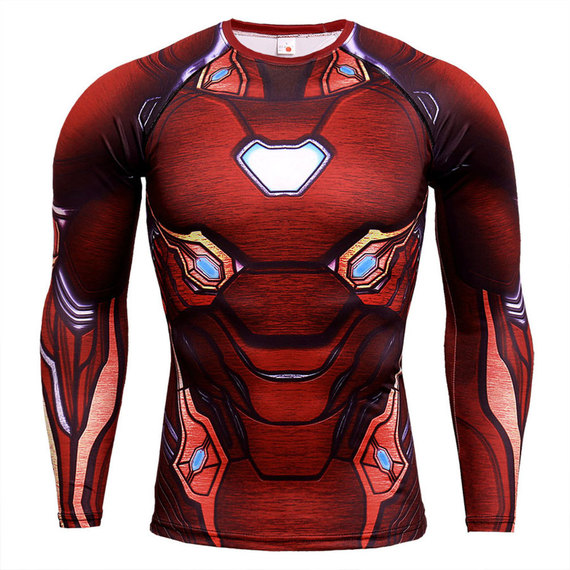 long sleeve men's compression t shirts iron man