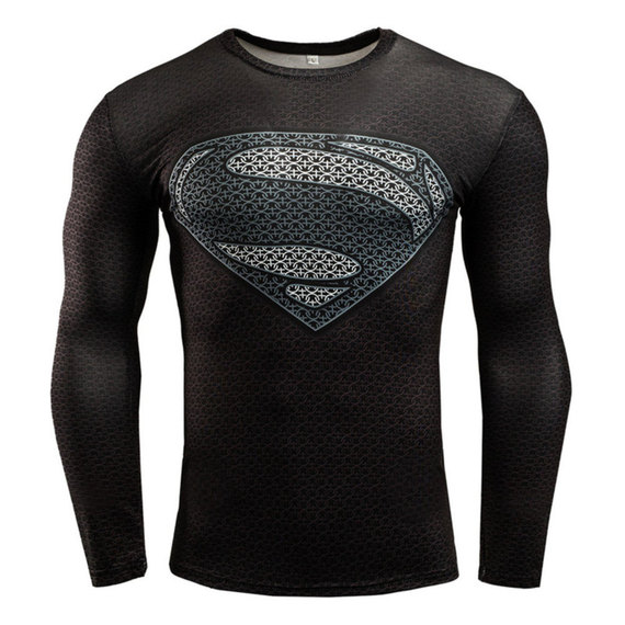 boys superman t shirt long sleeve marvel compression tee