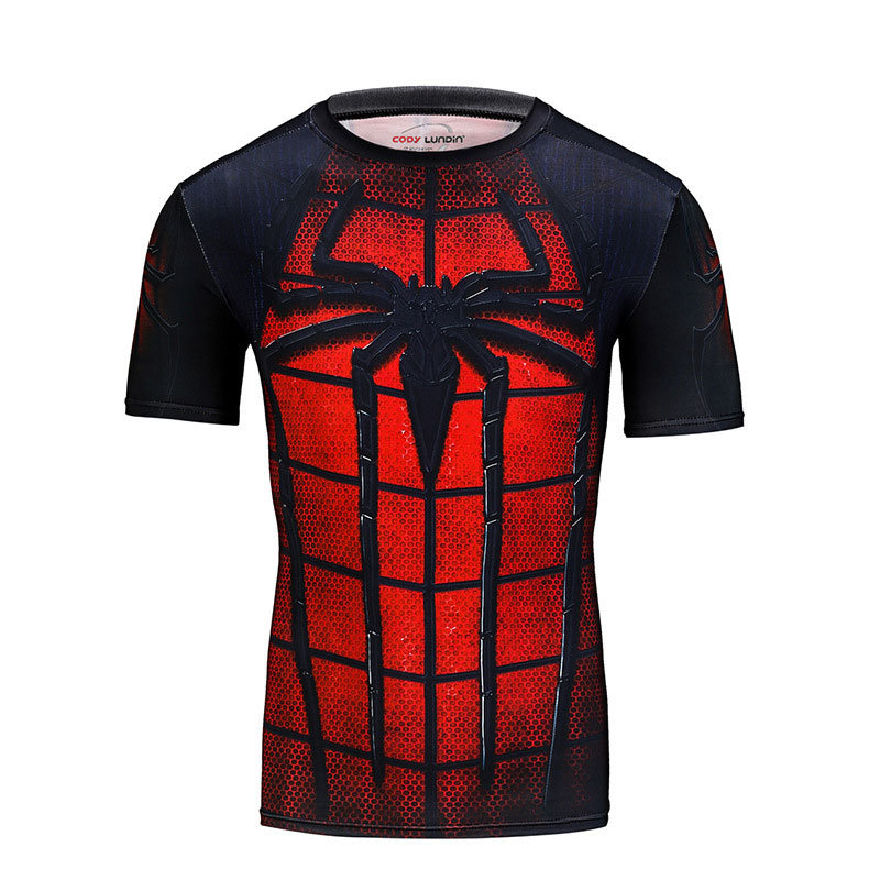 Red Spiderman Short Sleeve Compression Shirt