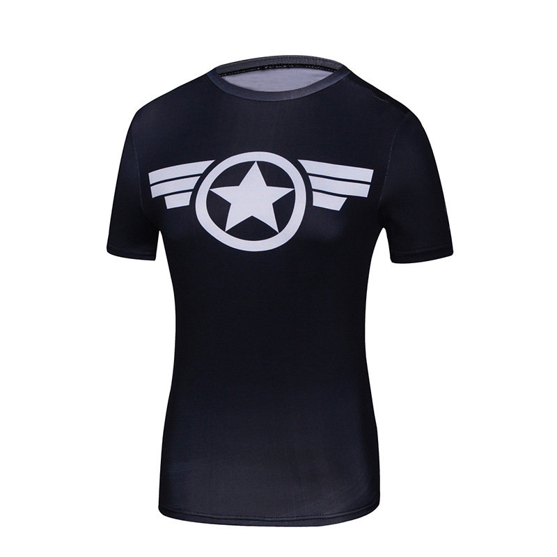 Girls Captain America Cosplay Shirt Navy Blue