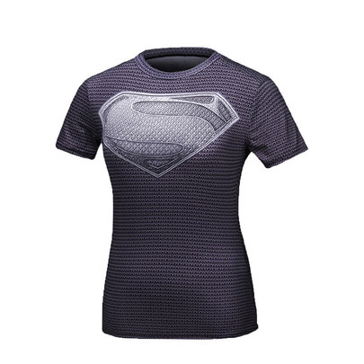 short sleeve dri fit superman compression shirt for girls