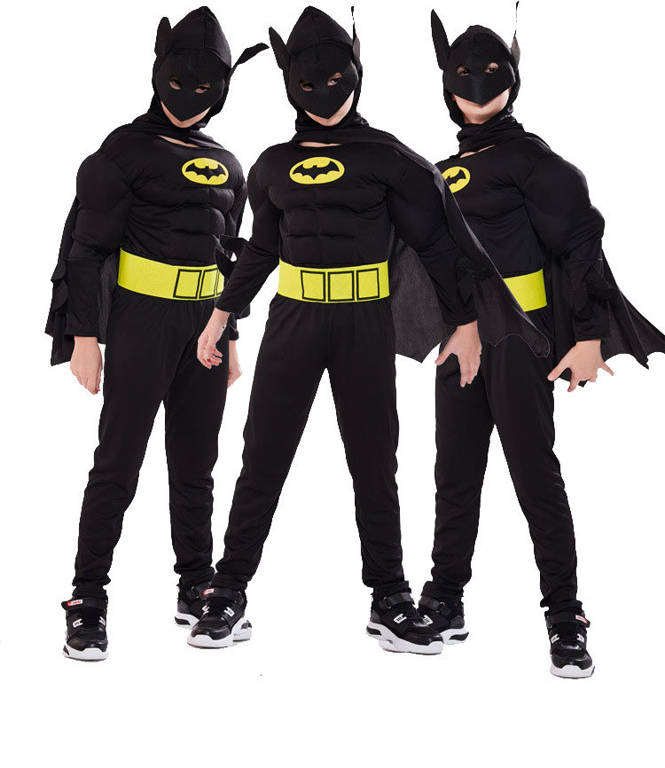 Childrens Batman Costume With Muscles For Cosplay - PKAWAY