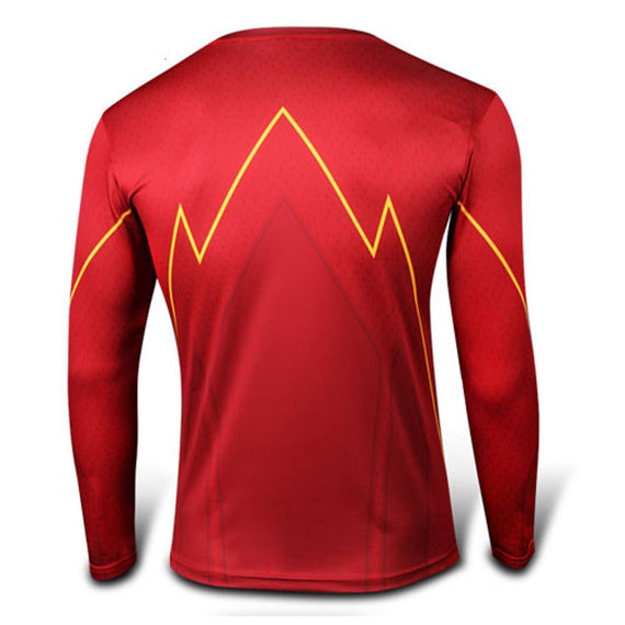 flash gym shirt long sleeve superhero print tee shirt