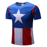 short sleeve t shirt fitness captain america
