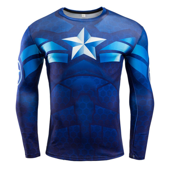 long sleeve mens captain america costume shirt