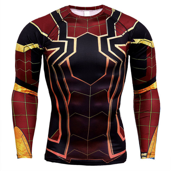 spiderman t-shirts superhero printed slim elastic muscle workout tops