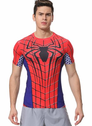 mens spiderman costume t shirt Short Sleeve