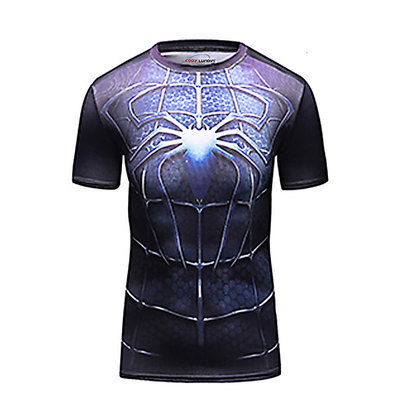 short sleeve blue spider compression shirt for gym