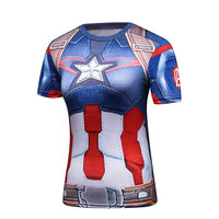 blue captain america workout shirt for ladies