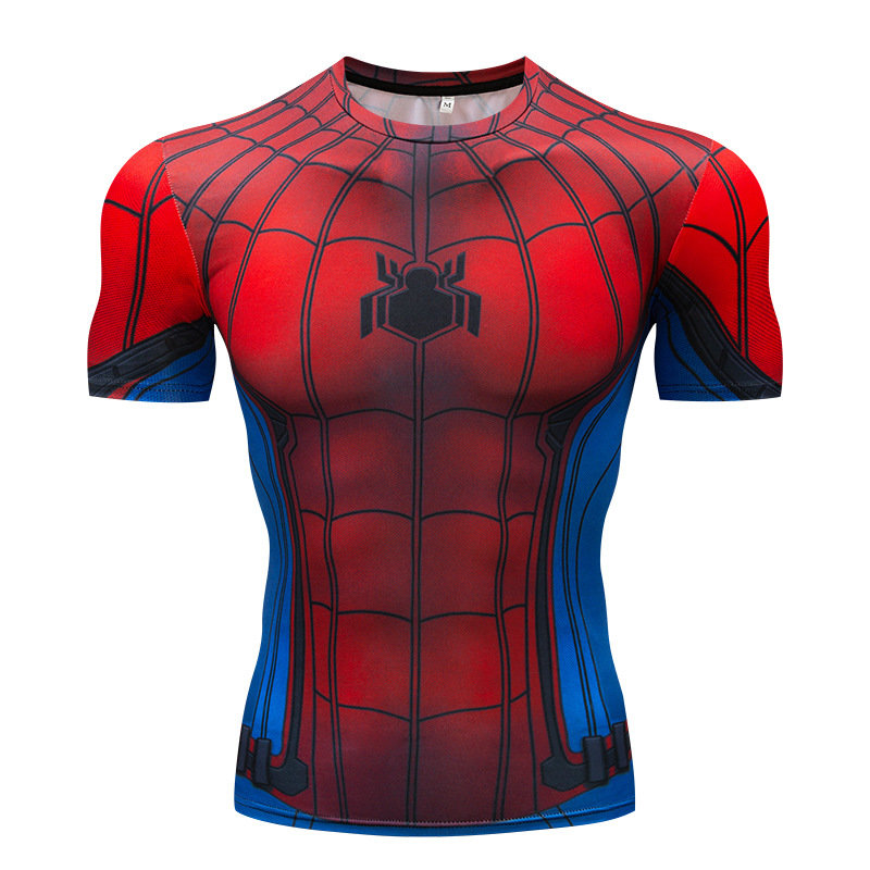 Slim Dri Fit Red Spiderman Compression Workouts T Shirt