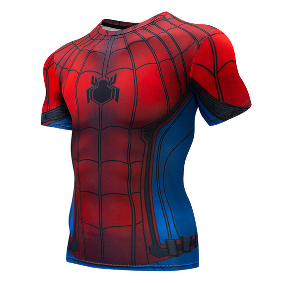 Slim Dri Fit Red Spiderman Compression Workouts T Shirt