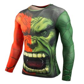 Long Sleeve Quick Dry DC Marvel The Incredible Hulk Superhero Compression Shirt